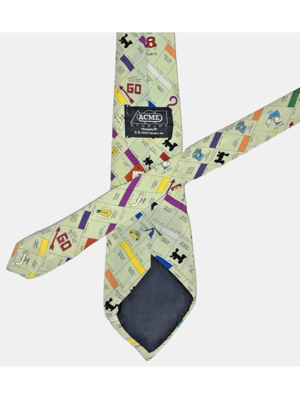 Vintage 1999 Acme Studios Hasbro Monopoly Game Board Men's Silk Tie 3.5"x60"